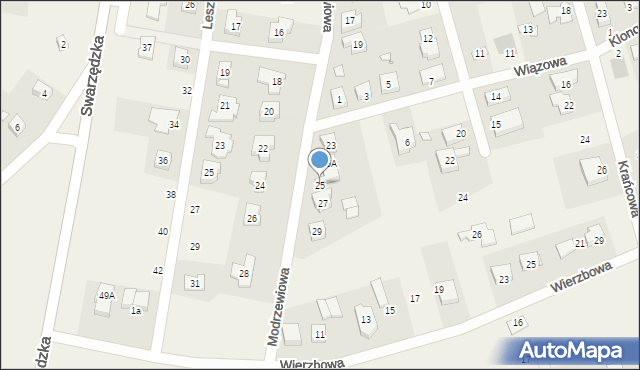 Gruszczyn, Modrzewiowa, 25, mapa Gruszczyn