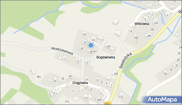 Harbutowice, Modrzewiowa, 22, mapa Harbutowice