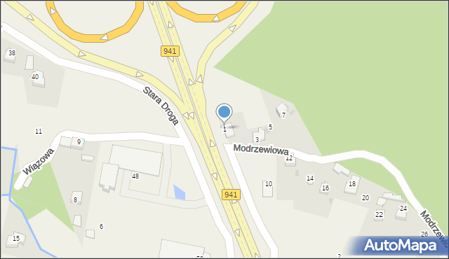 Harbutowice, Modrzewiowa, 1, mapa Harbutowice