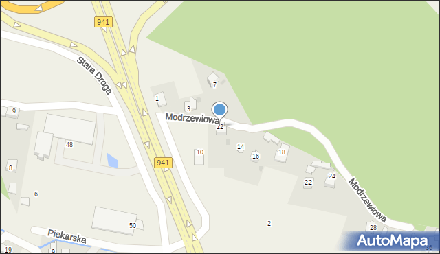 Harbutowice, Modrzewiowa, 12, mapa Harbutowice