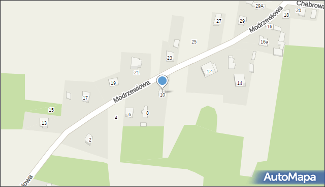 Hucisko, Modrzewiowa, 10, mapa Hucisko