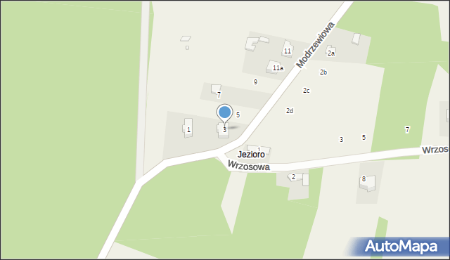 Hucisko, Modrzewiowa, 3, mapa Hucisko