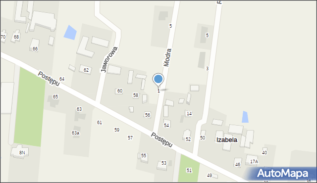 Izabela, Modra, 1, mapa Izabela