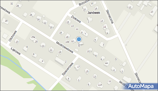 Janówek, Modrzewiowa, 12, mapa Janówek