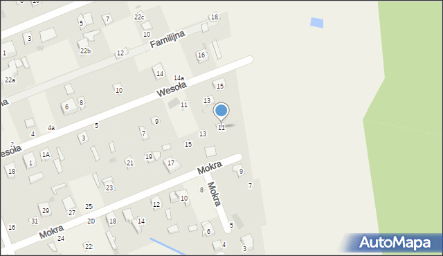 Janówka, Mokra, 11, mapa Janówka