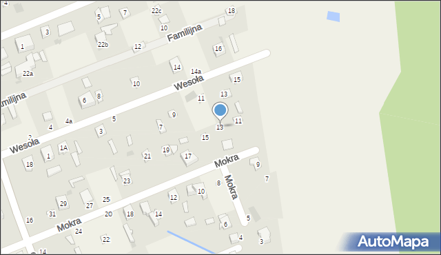 Janówka, Mokra, 13, mapa Janówka