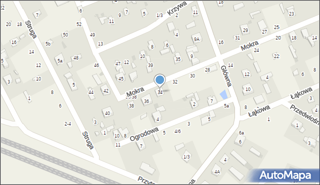 Janówka, Mokra, 34, mapa Janówka