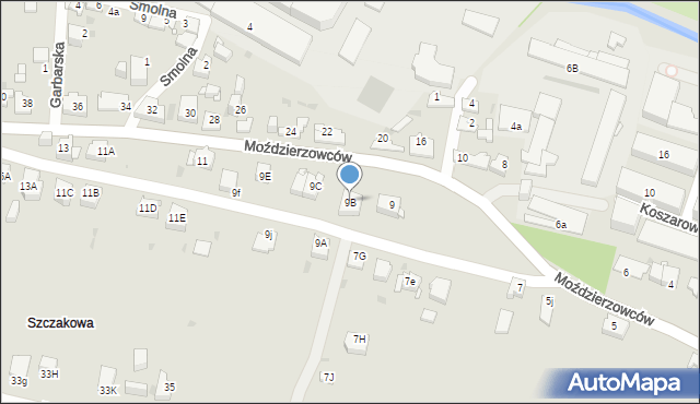 Jaworzno, Moździerzowców, 9B, mapa Jaworzno