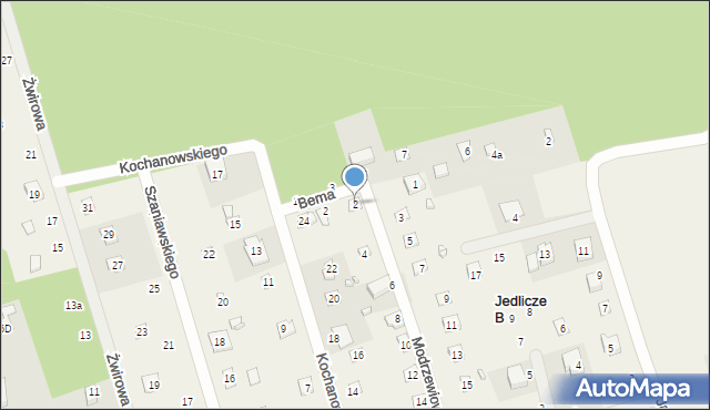 Jedlicze B, Modrzewiowa, 2, mapa Jedlicze B