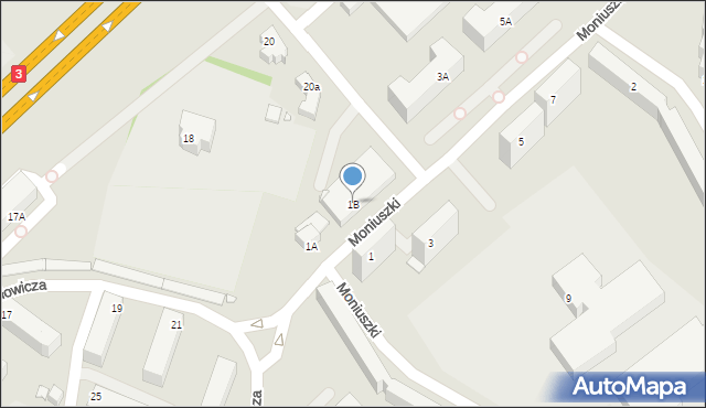 Jelenia Góra, Moniuszki Stanisława, 1B, mapa Jelenia Góra