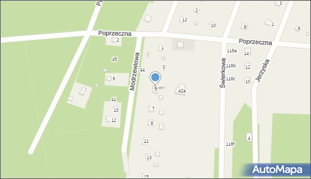 Jerzyska, Modrzewiowa, 5, mapa Jerzyska