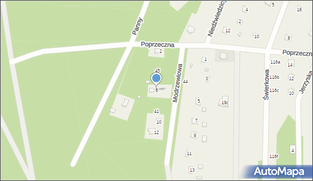 Jerzyska, Modrzewiowa, 6, mapa Jerzyska