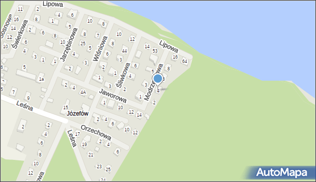 Jeziorna, Modrzewiowa, 4, mapa Jeziorna