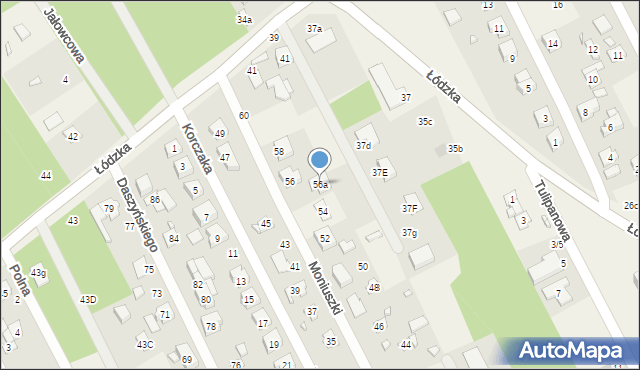 Justynów, Moniuszki Stanisława, 56a, mapa Justynów