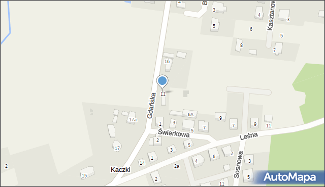 Kaczki, Modrzewiowa, 11, mapa Kaczki