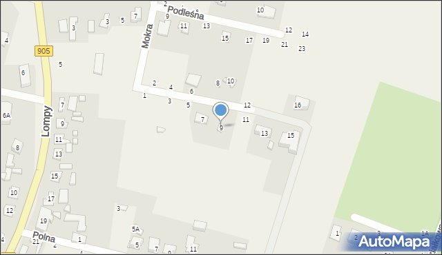 Kalina, Mokra, 9, mapa Kalina