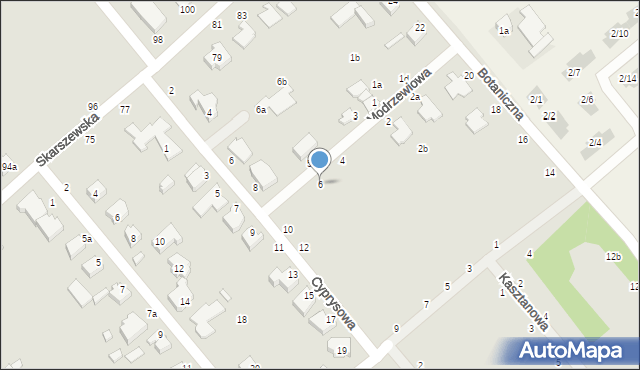 Kalisz, Modrzewiowa, 6, mapa Kalisza