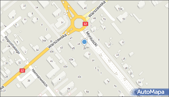 Kalisz, Moniuszki Stanisława, 1b, mapa Kalisza