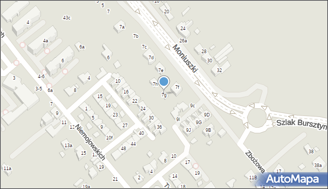 Kalisz, Moniuszki Stanisława, 7g, mapa Kalisza