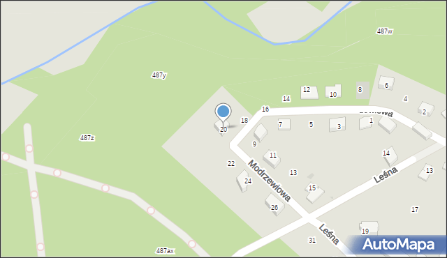 Kalisz Pomorski, Modrzewiowa, 20, mapa Kalisz Pomorski