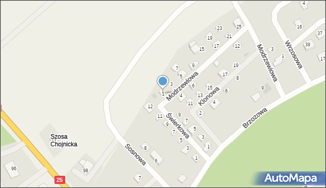 Kamień Krajeński, Modrzewiowa, 1, mapa Kamień Krajeński