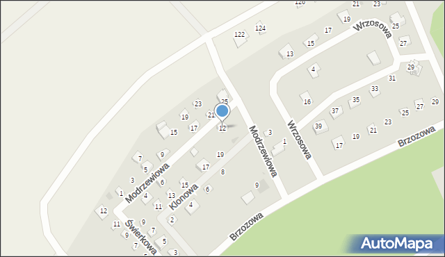 Kamień Krajeński, Modrzewiowa, 12, mapa Kamień Krajeński