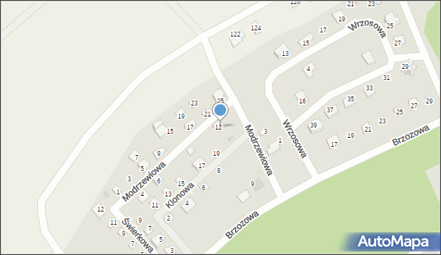 Kamień Krajeński, Modrzewiowa, 14, mapa Kamień Krajeński