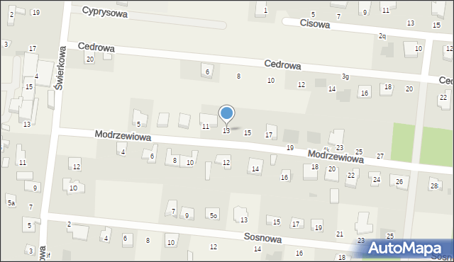 Karczowiska, Modrzewiowa, 13, mapa Karczowiska