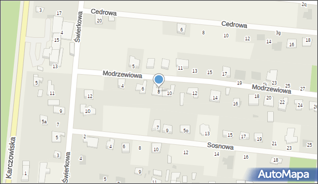 Karczowiska, Modrzewiowa, 8, mapa Karczowiska
