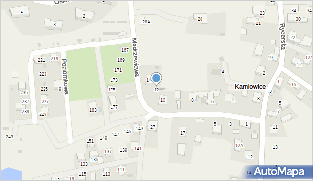 Karniowice, Modrzewiowa, 12, mapa Karniowice
