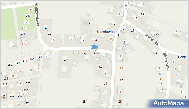 Karniowice, Modrzewiowa, 3, mapa Karniowice