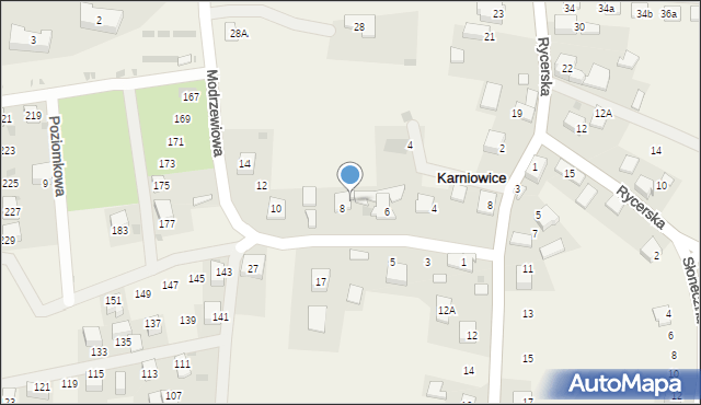Karniowice, Modrzewiowa, 8A, mapa Karniowice
