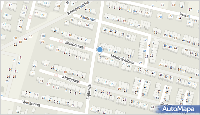 Karwiany, Modrzewiowa, 2, mapa Karwiany