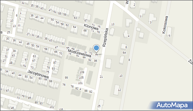 Karwiany, Modrzewiowa, 77, mapa Karwiany