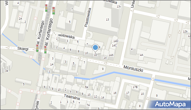 Katowice, Moniuszki Stanisława, 12, mapa Katowic
