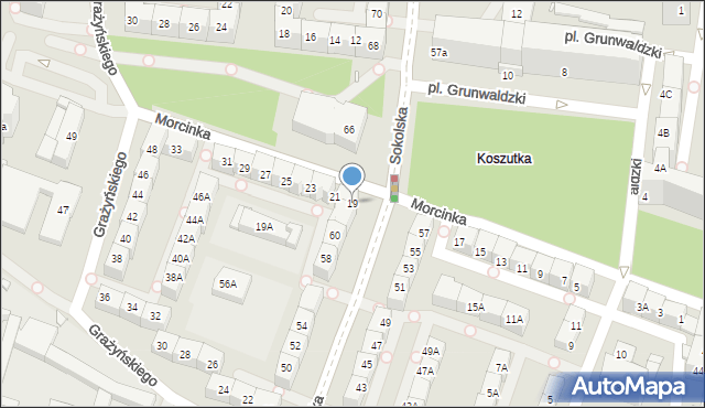 Katowice, Morcinka Gustawa, 19, mapa Katowic