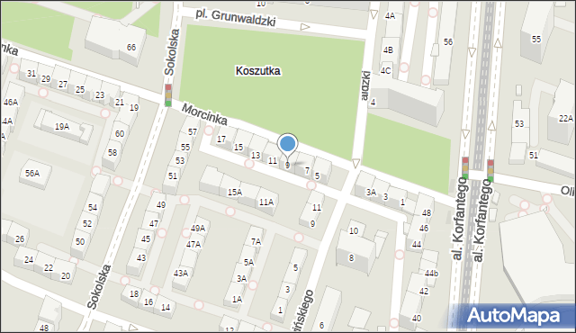 Katowice, Morcinka Gustawa, 9, mapa Katowic