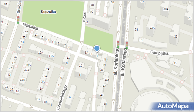 Katowice, Morcinka Gustawa, 1, mapa Katowic