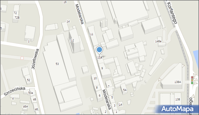 Katowice, Modelarska, 11a, mapa Katowic