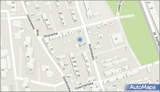 Katowice, Modelarska, 32, mapa Katowic