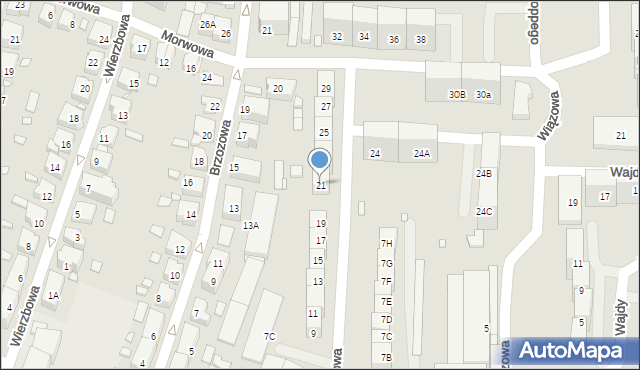 Katowice, Modrzewiowa, 21, mapa Katowic