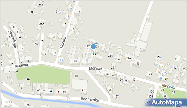 Katowice, Morawa, 19A, mapa Katowic