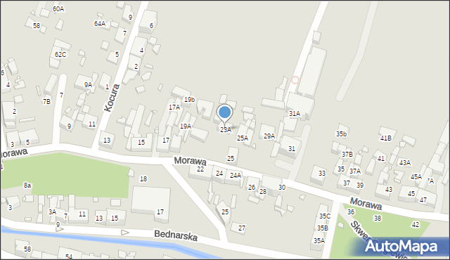 Katowice, Morawa, 23A, mapa Katowic