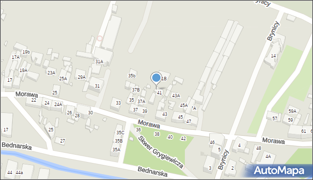 Katowice, Morawa, 41a, mapa Katowic