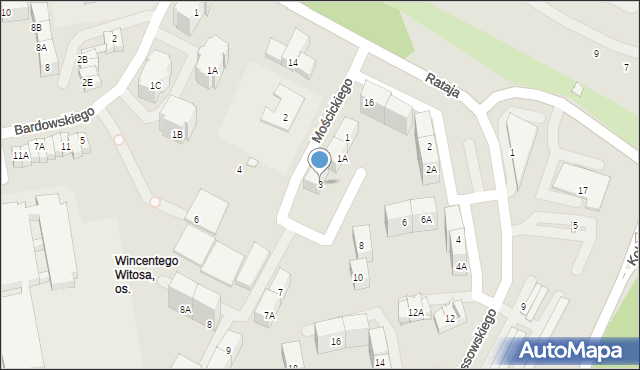 Katowice, Mościckiego Ignacego, 3, mapa Katowic