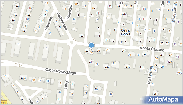 Kielce, Monte Cassino, 10, mapa Kielc