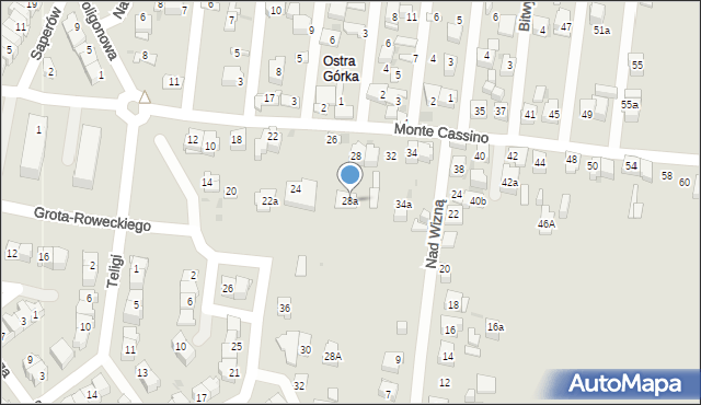 Kielce, Monte Cassino, 28a, mapa Kielc