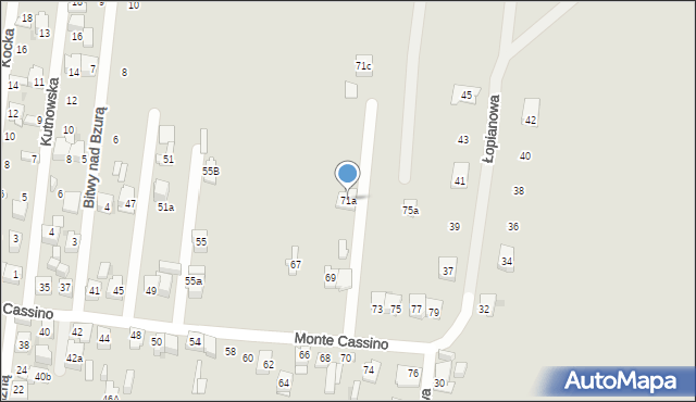 Kielce, Monte Cassino, 71a, mapa Kielc
