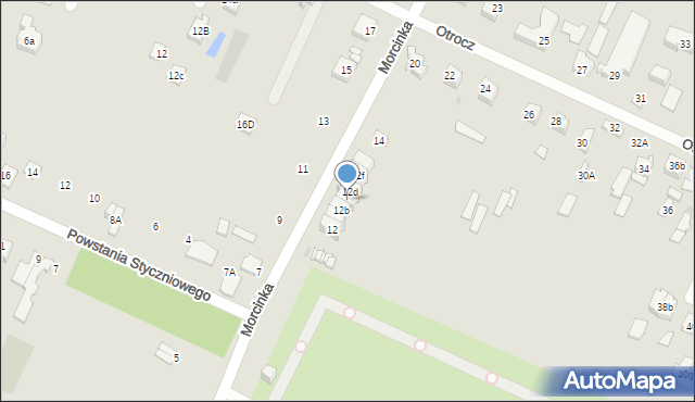 Kielce, Morcinka Gustawa, 12c, mapa Kielc