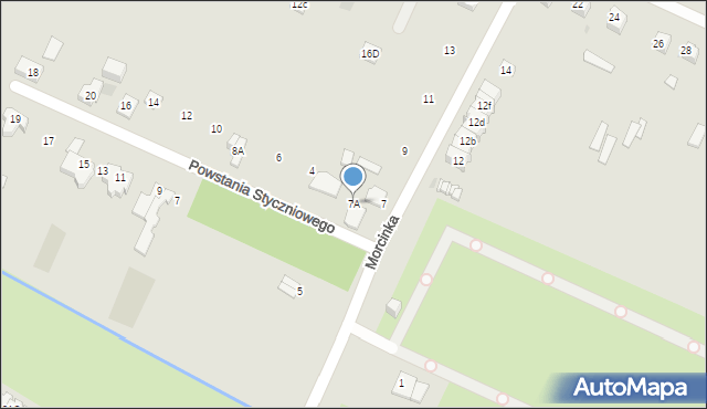 Kielce, Morcinka Gustawa, 7A, mapa Kielc